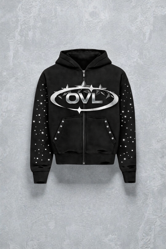 Black O.V.L Starfall zip up hoodie coming soon